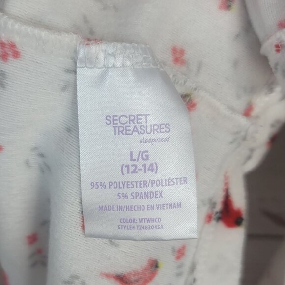 Secret Treasures Holiday Pajama Set Cream Size 12 Large Fleece Winter Cardinal - Picture 6 of 13